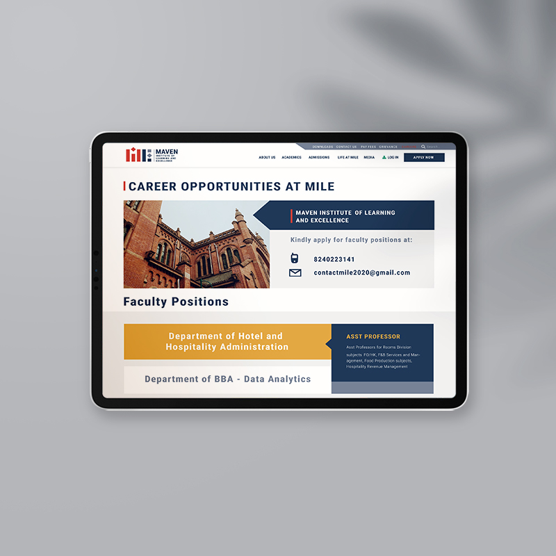 Tablet UI & UX designing for MILE Institute by 4AM Worldwide